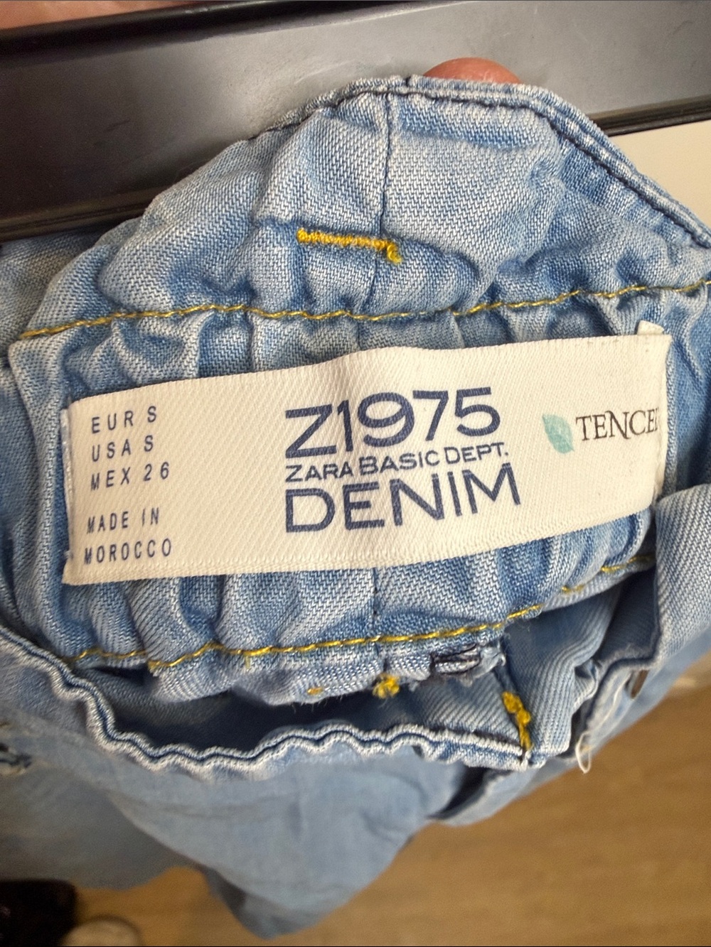 Zara Tencel 21975 High-Waist Wide Leg Light Blue Denim Culottes Sz S - Picture 6 of 6